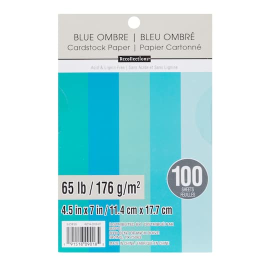 Blue Ombre 4.5" x 7" Cardstock Paper by Recollections™, 100 Sheets